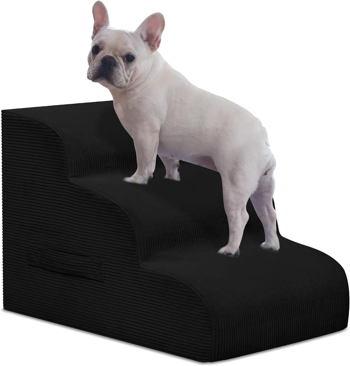 High-Performance Dog Steps for Small Dogs 3-Step Pet Ramp Stairs for High Beds and Sofa Non-Slip Pet Stairs for Small Dogs and Cats Removable and Easy to Clean Cover Black Premium