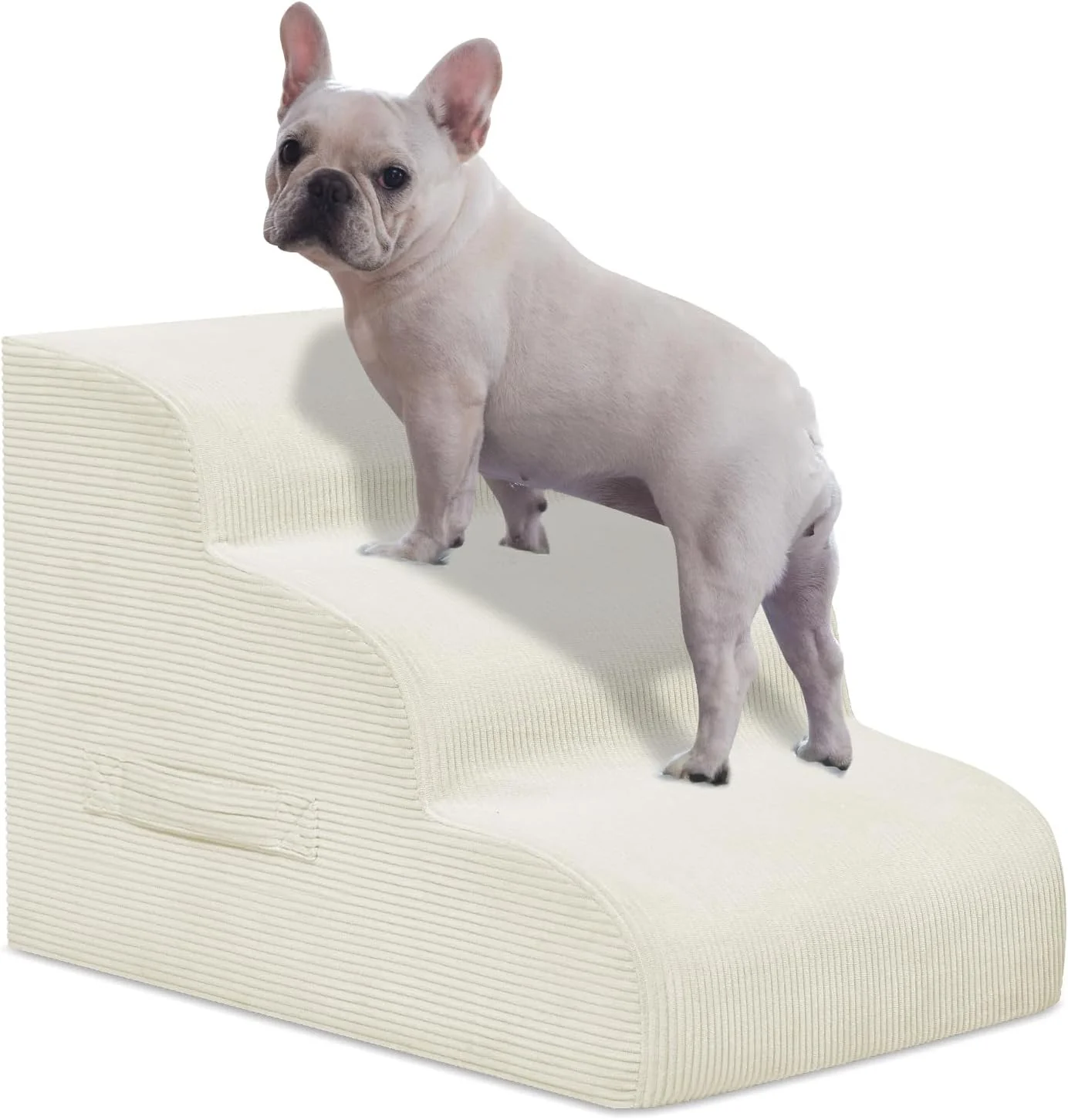 Responsible Dog Steps for Small Dogs 3-Step Pet Ramp Stairs for High Beds and Sofa Non-Slip Pet Stairs for Small Dogs and Cats Removable and Easy to Clean Cover Beige Modern