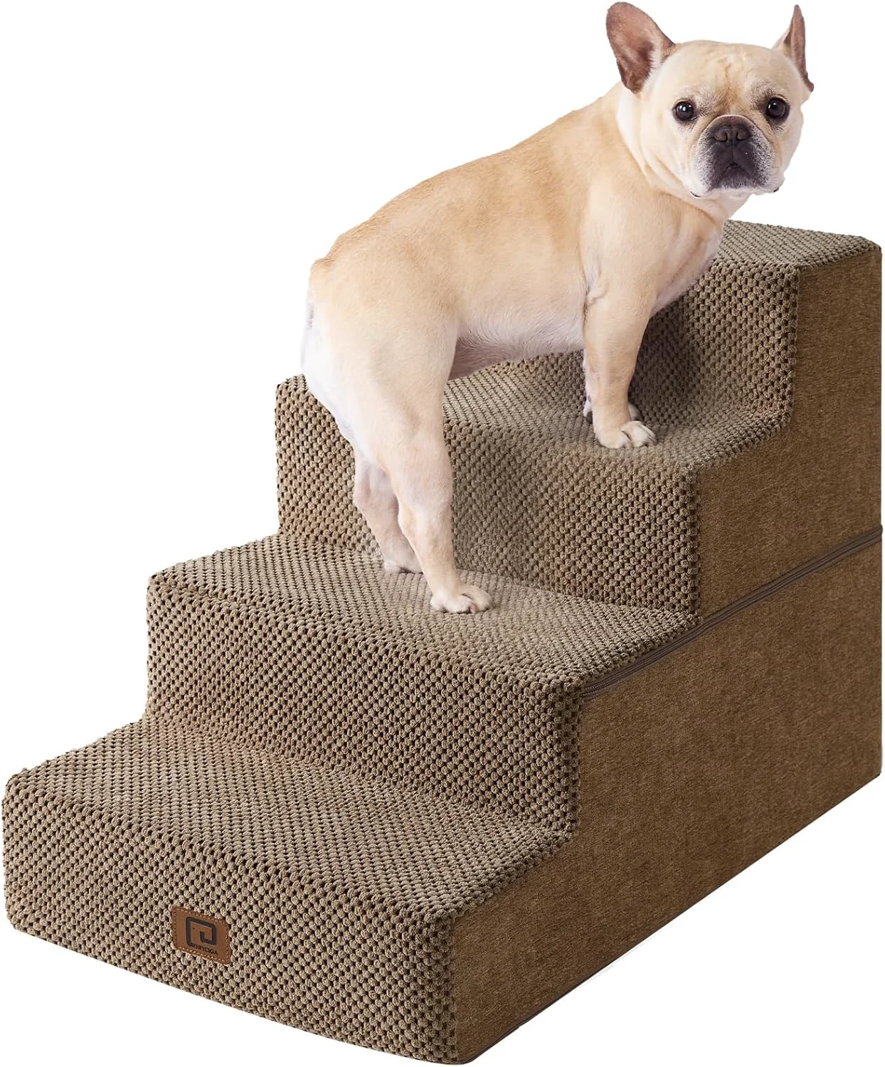Original Design EHEYCIGA Dog Stairs for Bed 18 H 4-Step Dog Steps for High Bed Pet Steps for Small Dogs and Cats Non-Slip Balanced Pet Ramp Indoor Camel Versatile