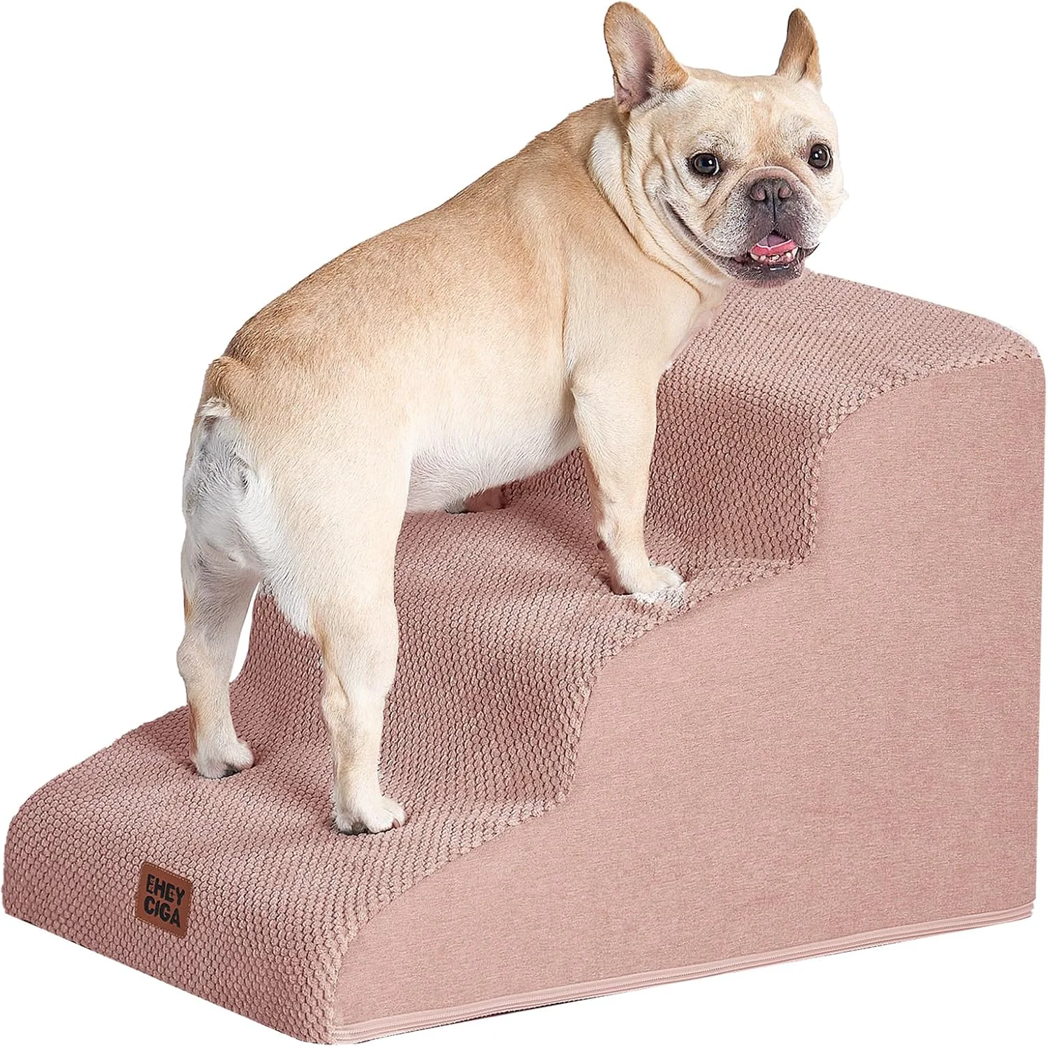 Functional EHEYCIGA Curved Dog Stairs Ramp for Small Dogs 15.7 H 3-Step Dog Steps for Couch Sofa and Chair Pet Stairs for Cats Non-Slip Balanced Pet Steps Indoor Dusty Pink Sophisticated