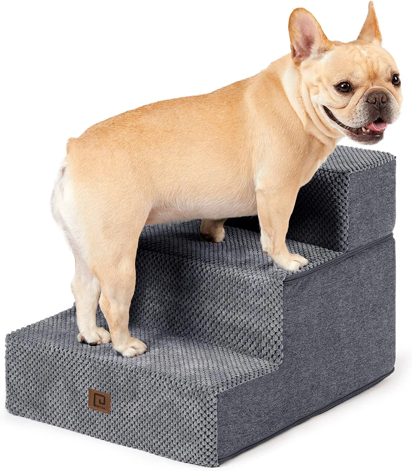 Sophisticated EHEYCIGA Dog Stairs for Small Dogs 13.5 H 3-Step Dog Steps for Couch Sofa and Chair Pet Steps for Medium Cats Non-Slip Balanced Pet Ramp Indoor Grey Natural