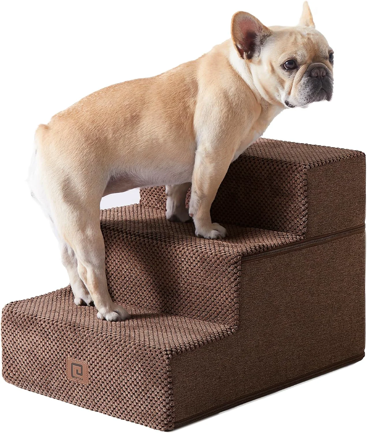 Fashionable EHEYCIGA Dog Stairs for Small Dogs 13.5 H 3-Step Dog Steps for Couch Sofa and Chair Pet Steps for Medium Cats Non-Slip Balanced Pet Ramp Indoor Brown Premium