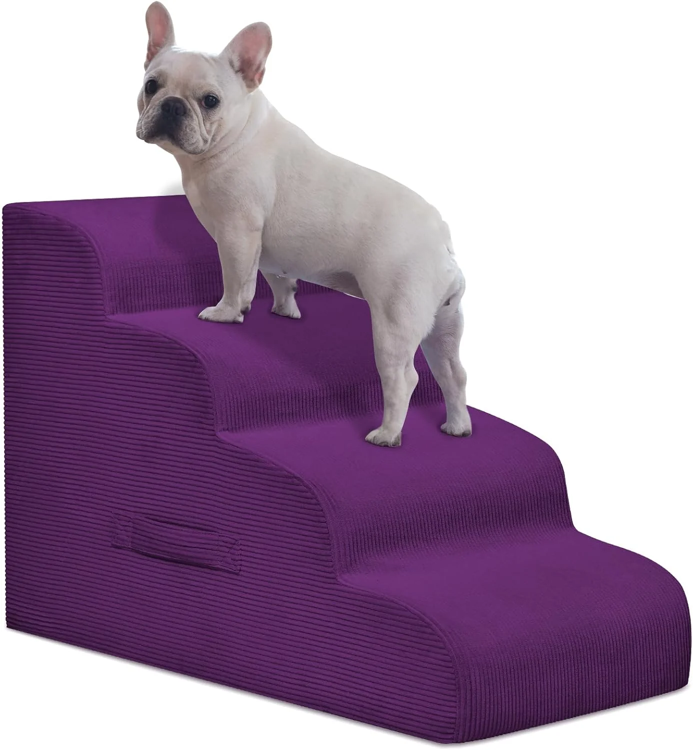 Eco-Friendly Dog Steps for Small Dogs 4-Step Dog Ramp and Stairs for High Beds and Sofa Non-Slip Pet Stairs Removable and Easy to Clean Cover Purple Reliable