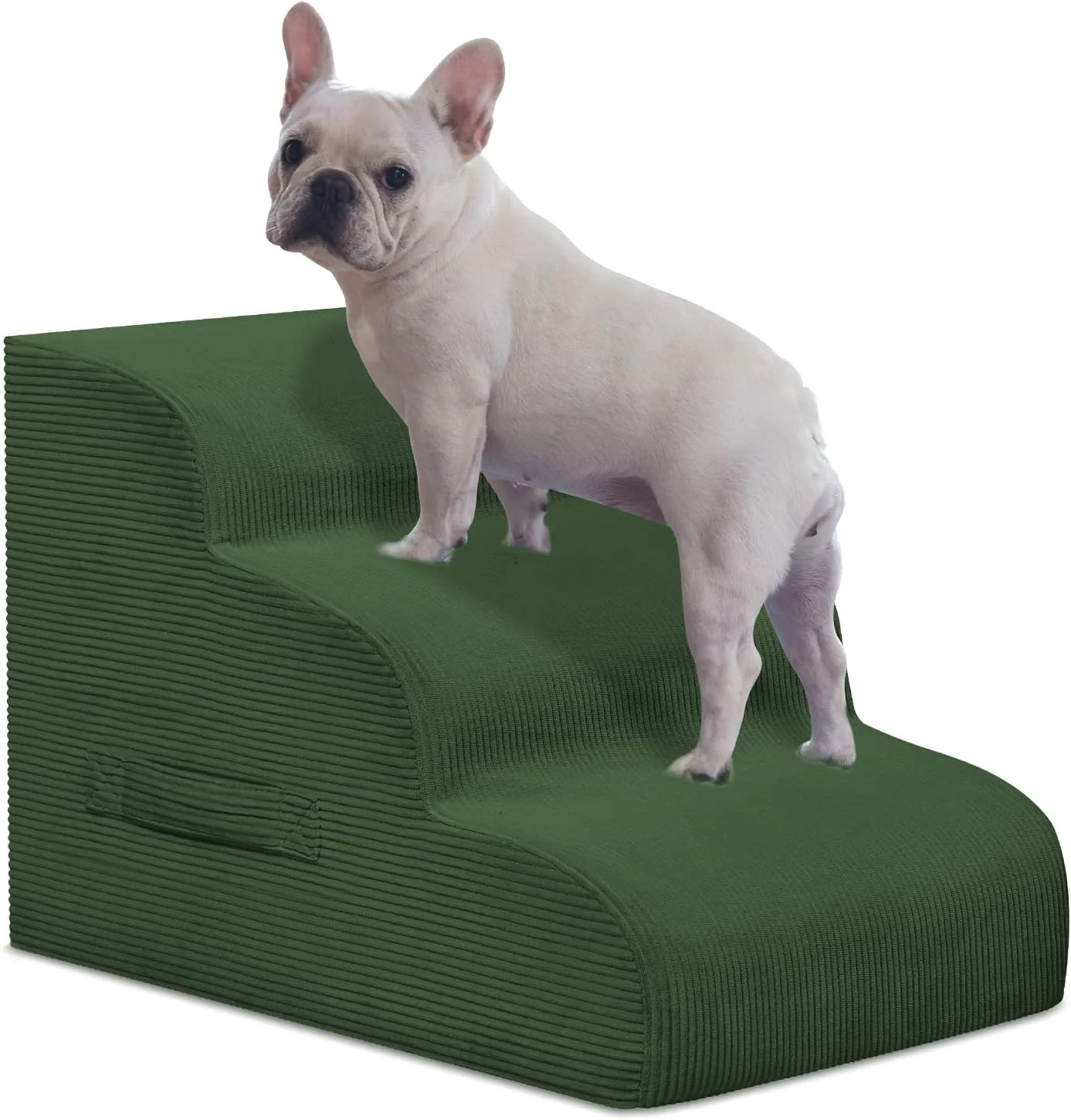 Powerful Dog Steps for Small Dogs 3-Step Pet Ramp Stairs for High Beds and Sofa Non-Slip Pet Stairs for Small Dogs and Cats Removable and Easy to Clean Cover Green Secure