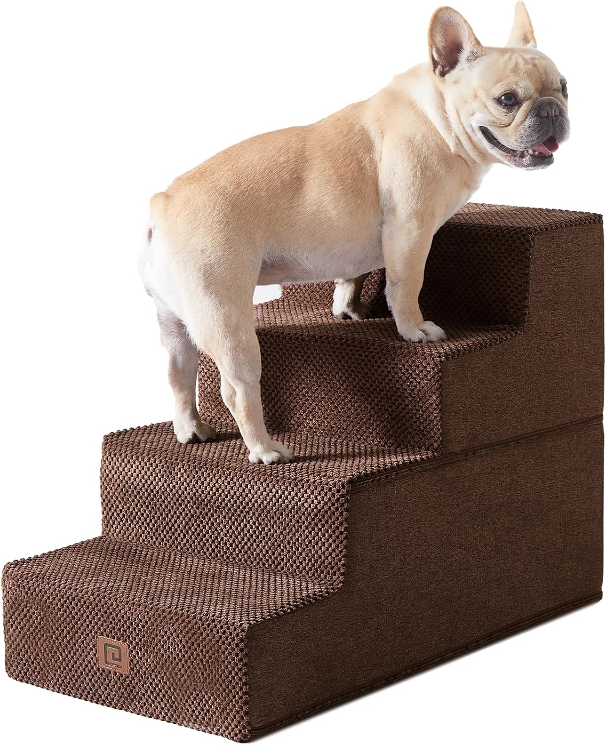 Certified EHEYCIGA Dog Stairs for Bed 18 H 4-Step Dog Steps for High Bed Pet Steps for Small Dogs and Cats Non-Slip Balanced Pet Indoor Ramp Brown Trusted