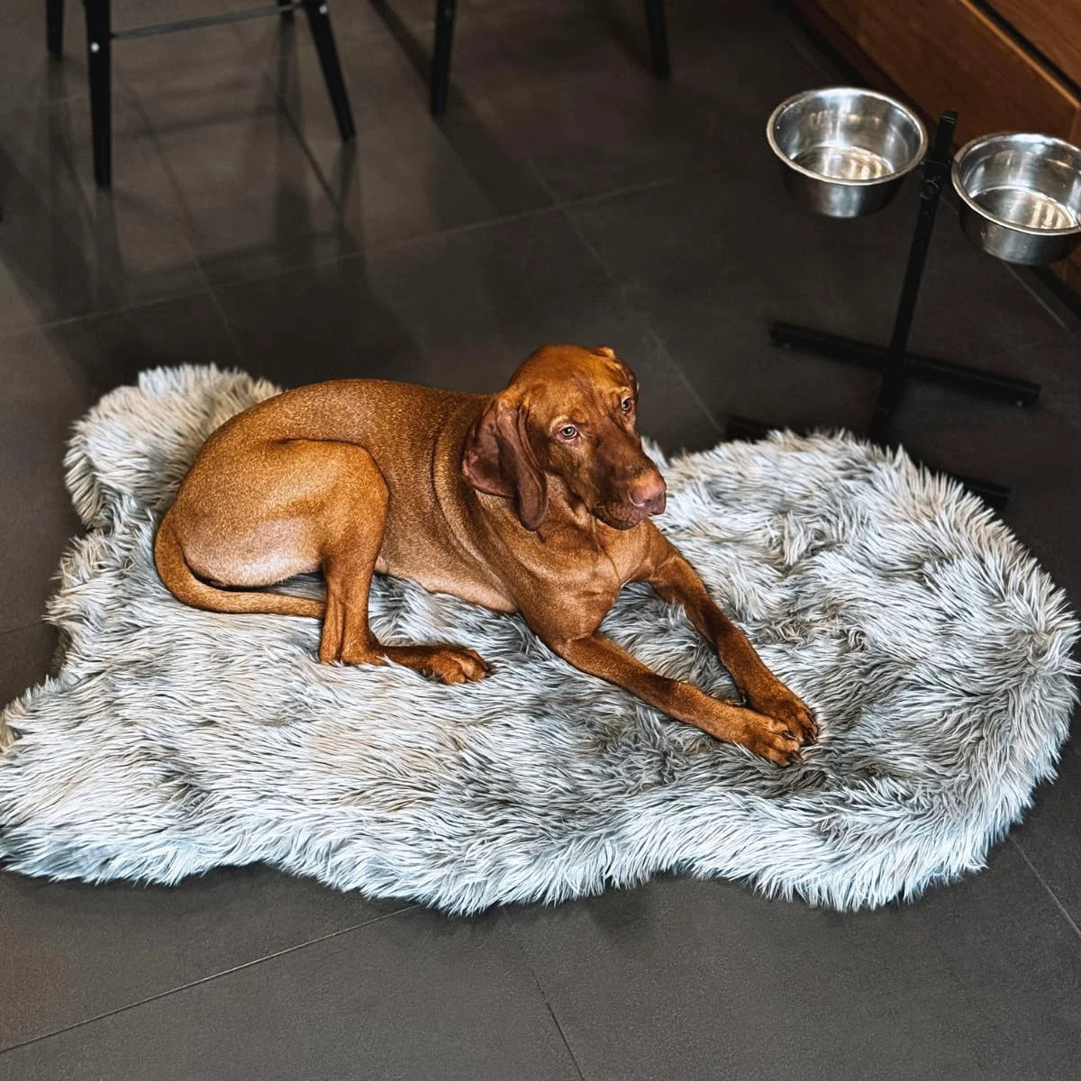Versatile IHAPPYDOG Luxury Faux Fur Orthopedic Dog Bed Memory Foam Dog Bed for Small Medium Large and XL Pets Fluffy Pet Bed with Waterproof and Washable Cover Grey 60 x35 Breathable