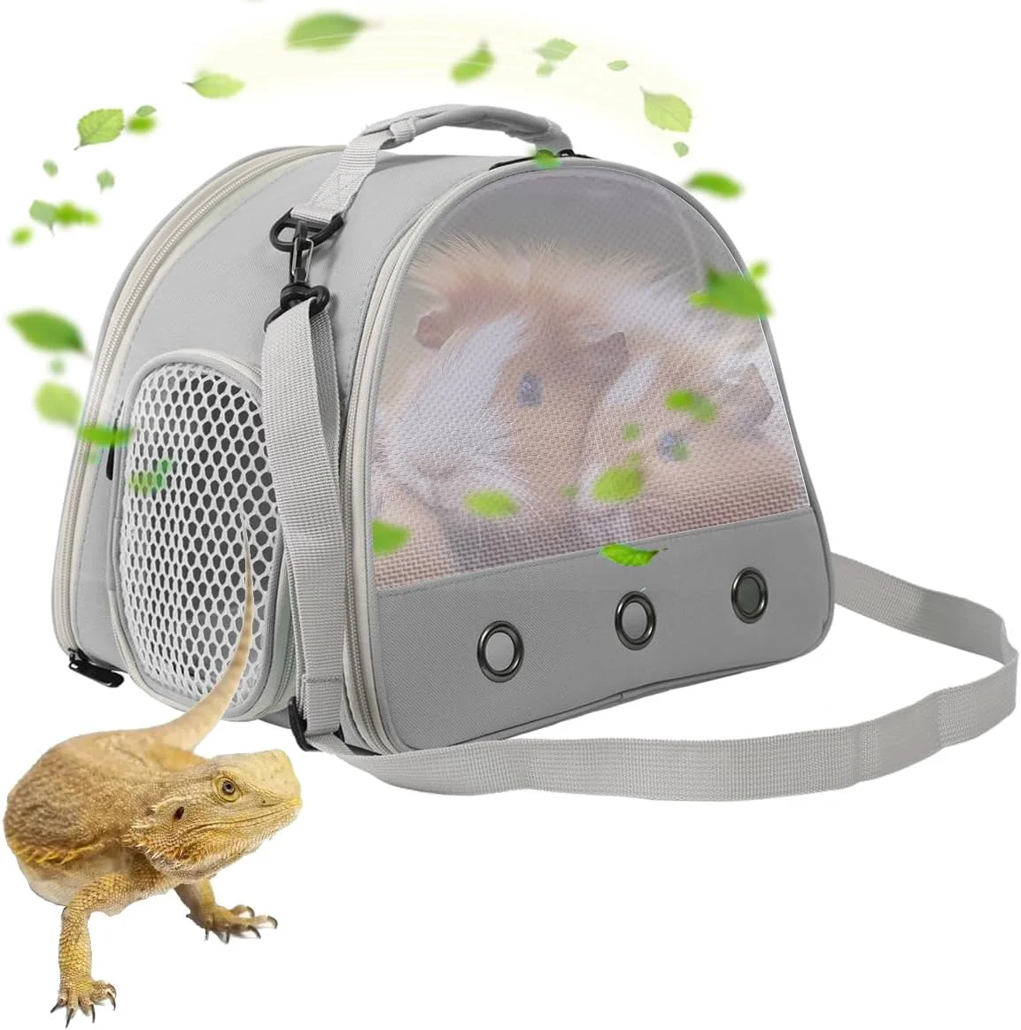 High-End Ventilation Lizard Carrier for Bearded Dragon Guinea Pig Carrier Guinea Pig Carrier for 2 Reptile Travel Carrier for Lizards Sugar Glider Hedgehog Rat Parrot Birds Airline Proven