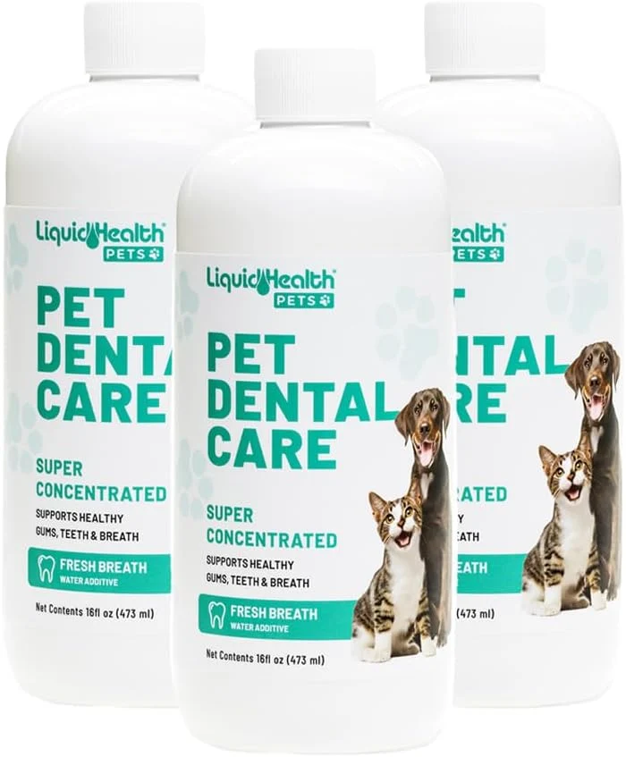 User-Friendly LIQUIDHEALTH Pet Dental Care Water Additive for Dogs Cats - Fast Acting Pet Bad Breath Freshener Dog Mouth Wash Animal Oral Dental Rinse Plaque Tartar Teeth Cleaning Solution 3-Pack Innovative