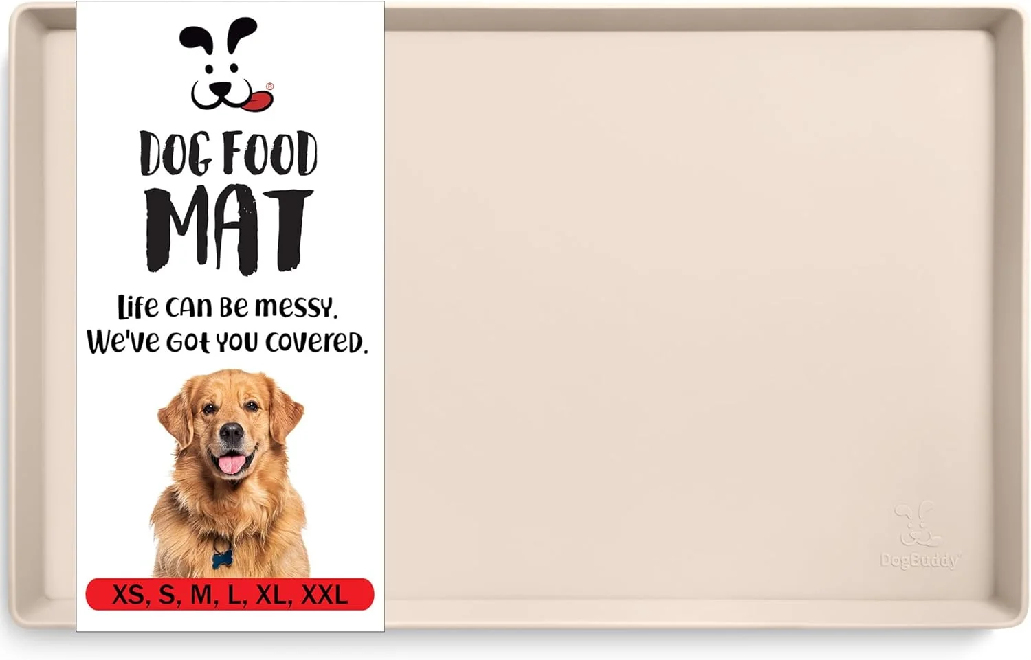 Durable DogBuddy Dog Food Mat – Waterproof Dog Bowl Mat for Food and Water Silicone Pet Feeding Mats for Floors Non-Slip Placemat with High Edges for Dogs Bowls Puppy Essentials XXL 32 x24 Vanilla Superior