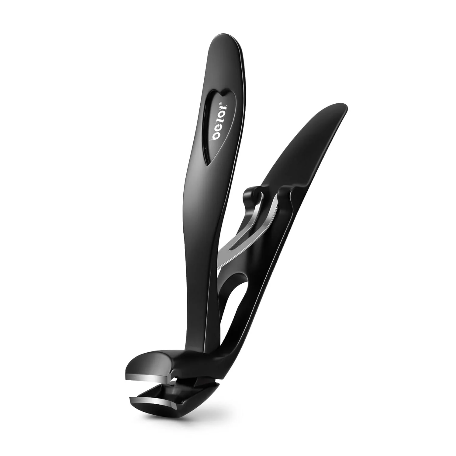 Prestigious BEZOX Angled Head Toe Nail Clippers for Seniors for Thick Nails - Ergonomic Toenails Clipper for Thick Toenails Premium Finger Nails Clipper for Adult with Catcher - Black Solid