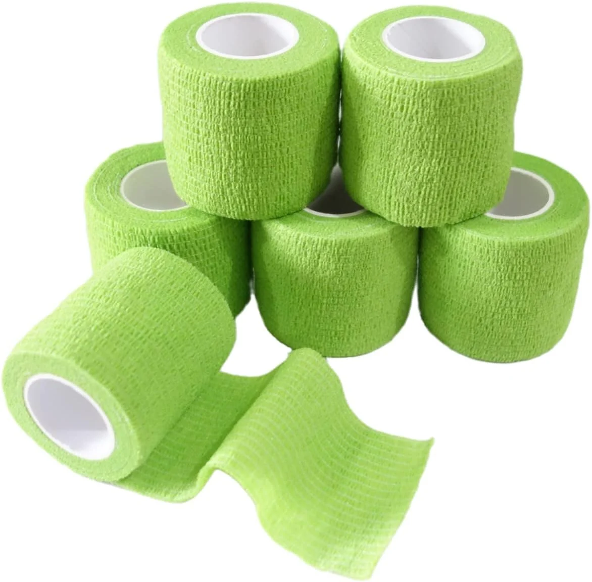 Detailed 6 Pack 2 x 5 Yards Self Adhesive Bandage Wrap Breathable Cohesive Vet Wrap for Pets Elastic Self-Adherent Tape for Sports Wrist Ankle Green Healthy
