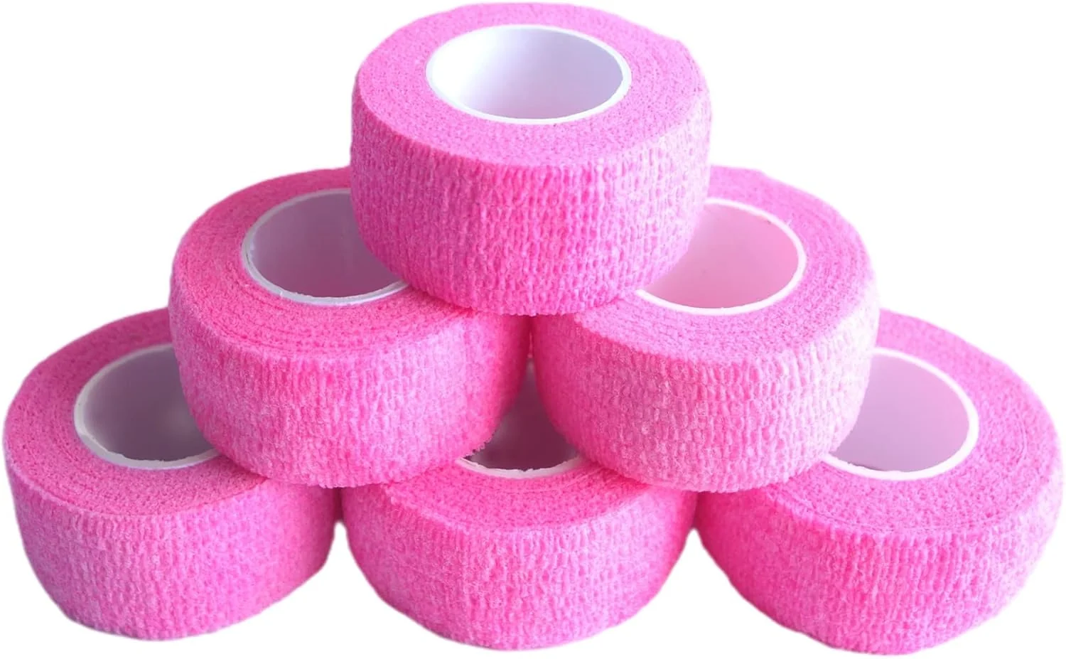 Exceptional 6 Pack 1 x 5 Yards Self Adhesive Bandage Wrap Breathable Cohesive Vet Wrap for Pets Elastic Self-Adherent Tape for Sports Wrist Ankle Pink Soft