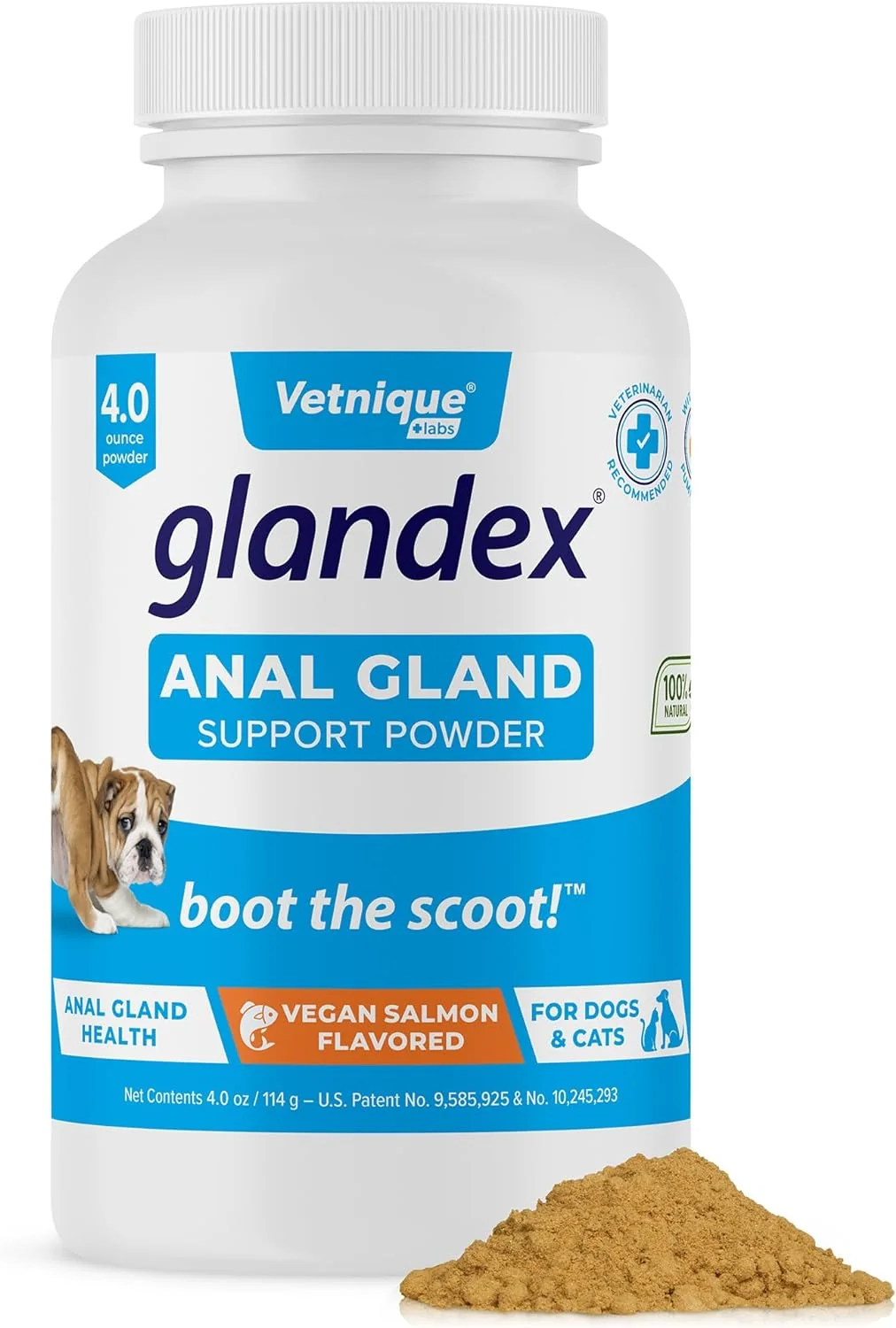Responsible Vetnique Labs Glandex Dog Fiber Supplement Powder for Anal Glands with Pumpkin Digestive Enzymes Dog Probiotics for Digestive Health - Vet - Boot The Scoot Vegan Salmon 4.0oz Powder High-Grade