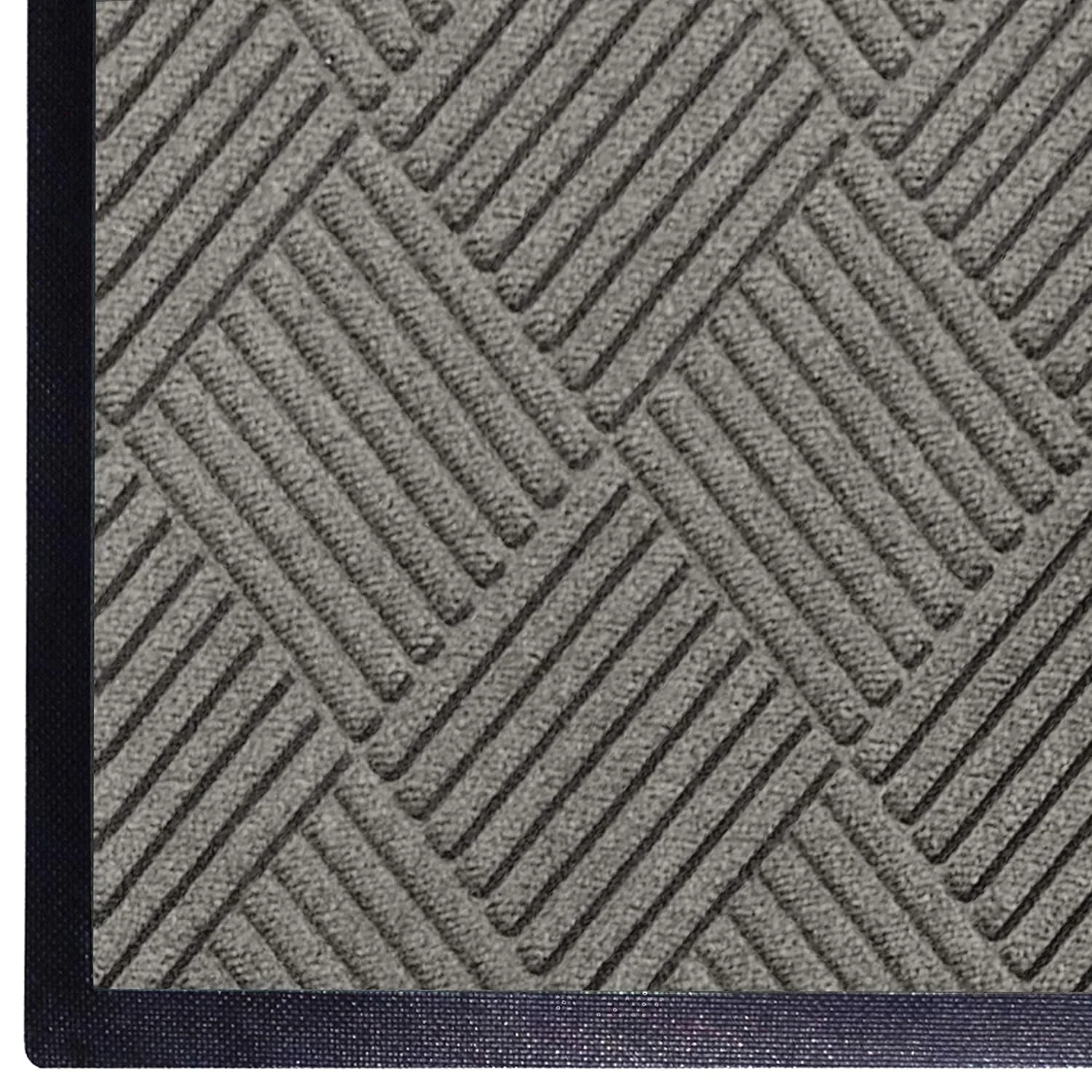 Smart WaterHog Diamond Commercial-Grade Entrance Mat with Rubber Border – Indoor Outdoor Quick Drying Stain Resistant Door Mat Medium Grey 6' x 6' Classic