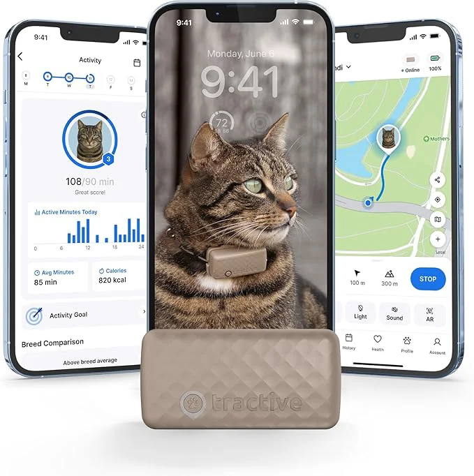 Traditional Tractive Smart Cat GPS Tracker -Time Location Wellness Monitoring High-End