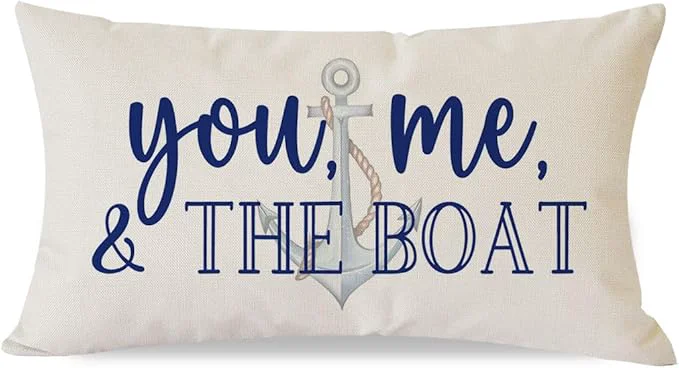 High-Grade PANDICORN Lake Throw Pillow Cover 12x20 Inch Blue Words You Me and The Boat Smooth