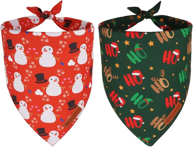 Solid ADOGGYGO Christmas Dog Bandanas 2 Pack Reversible Snowman Hoho Pattern Xmas Trusted