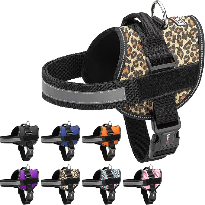 User-Friendly Dogline Dog Harness Reflective No-Pull Adjustable Vest with Handle for Walking Training Breathable No - Choke Harness for Small Medium or Large Dogs Room for Patches Leopard Brown XS 15 -18 About ThisOverview Versatile