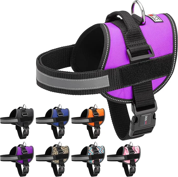 Detailed Dogline Dog Harness Reflective No-Pull Adjustable Vest with Handle Breathable No-Choke Harness for Small Medium or Large Dogs Room for Patches Girth 18 to 24 in PurpleAbout ThisOverview Carefully Designed
