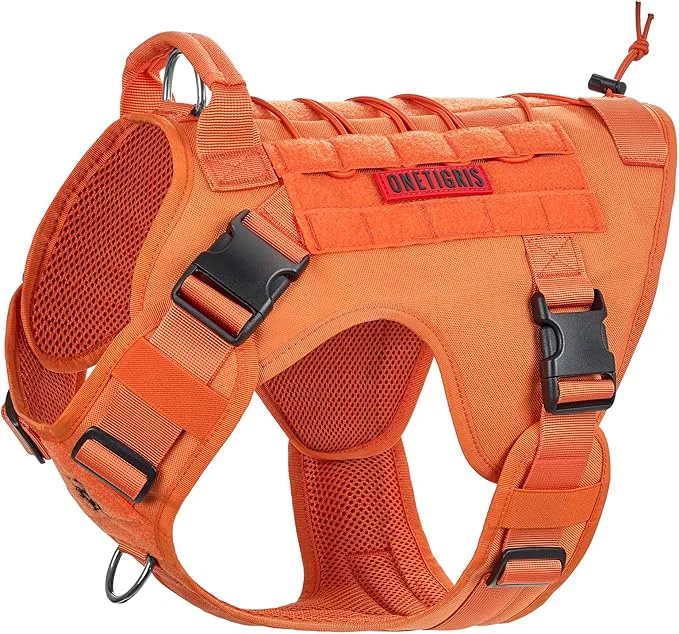 Dependable OneTigris Tactical Dog Harness Vest No-Pull Service Dog Vest with Hook Loop Panels Adjustable Dog Vest Harness for Walking Hiking Training Orange XL About ThisOverview High-Grade