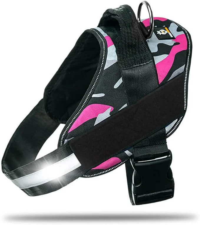 Consistent Non Pull Dog Harness with Patch Panels and Handle Adjustable Reflective No Choke Heavy Duty Easy On Service Dog Vest Harnesses for Medium Large Small Sized Dogs - Camouflage Pink SAbout ThisOverview Casual
