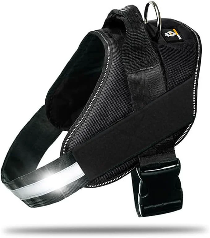 Traditional Non Pull Dog Harness with Patch Panels and Handle Adjustable Reflective No Choke Heavy Duty Easy On Service Dog Vest Harnesses for Medium Large Small Sized Dogs - Black XSAbout ThisOverview Smooth