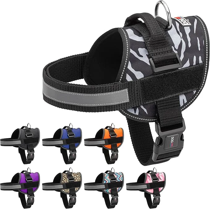 Soft Dogline Dog Harness Reflective No-Pull Adjustable Vest with Handle for Walking Training Breathable No - Choke Harness for Small Medium or Large Dogs Room for Patches Zebra Black White XL 33 -46 About ThisOverview Official