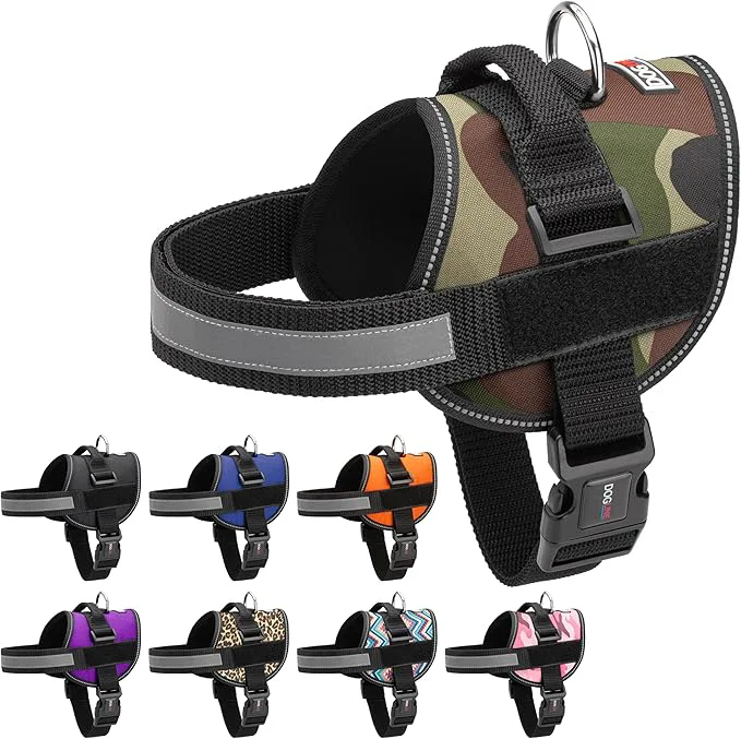 Carefully Designed Dogline Dog Harness Reflective No-Pull Adjustable Vest with Handle for Walking Training Breathable No - Choke Harness for Small Medium or Large Dogs Room for Patches Girth 33 -46 in Green CamoAbout ThisOverview Long-Lasting
