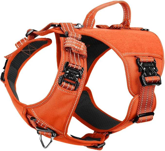 Advanced ICEFANG GN8 Tactical Dog Harness with 4X Metal Buckles for X-Large Sized Dogs Reflective in Training Walking K9 Vest No-Pull Front Leash Clip Adjustable Pet Harness Orange X-Large Pack of 1 About ThisOverview Next-Generation
