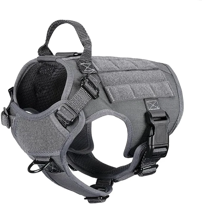 Soft ICEFANG Tactical Dog Harness Small Size 2X Metal Buckle Working Dog MOLLE Vest with Handle No Pulling Front Leash Clip Hook and Loop Panel Grey S Pack of 1 About ThisOverview Minimalist