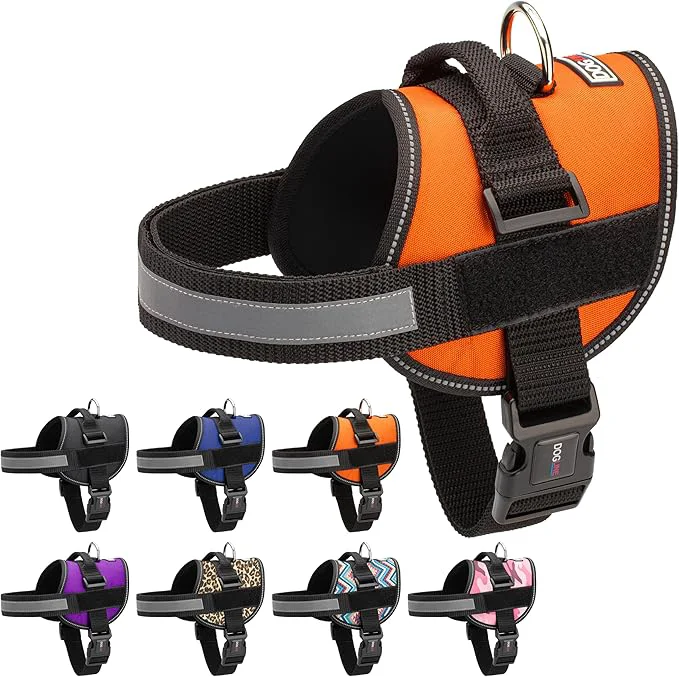 Classic Dogline Dog Harness Reflective No-Pull Adjustable Vest with Handle for Walking Training Breathable No - Choke Harness for Small Medium or Large Dogs Room for Patches Girth 15 to 18 in OrangeAbout ThisOverview Original Design