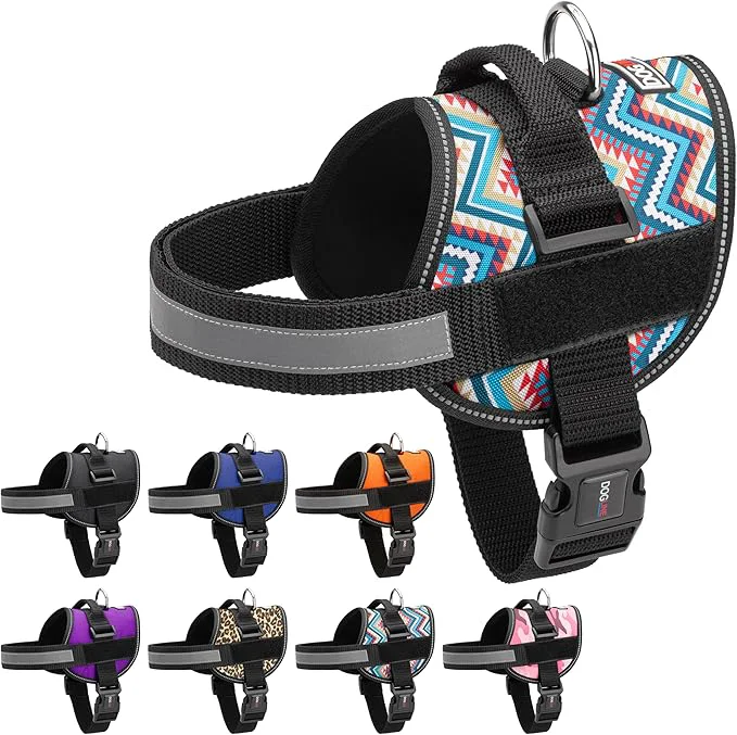 Convenient Dogline Dog Harness Reflective No-Pull Adjustable Vest with Handle for Walking Training Breathable No - Choke Harness for Small Medium or Large Dogs Room for Patches Aztec Design 2 L 27 -34 About ThisOverview Eco-Friendly