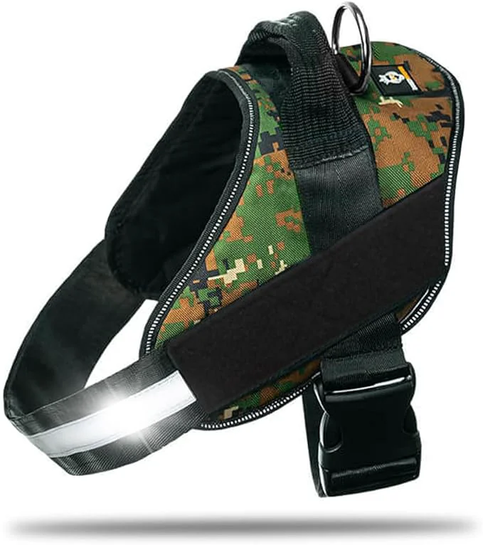 Secure Non Pull Dog Harness with Patch Panels and Handle Adjustable Reflective No Choke Heavy Duty Easy On Service Dog Vest Harnesses for Medium Large Small Sized Dogs - Military Green XLAbout ThisOverview Original