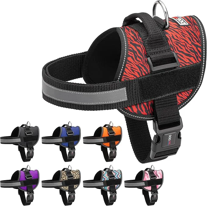 Traditional Dogline Dog Harness Reflective No-Pull Adjustable Vest with Handle for Walking Training Breathable No - Choke Harness for Small Medium or Large Dogs Room for Patches Zebra Black Red L 27 -34 About ThisOverview Consistent