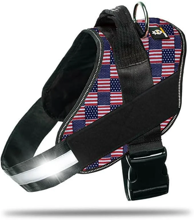 Convenient Non Pull Dog Harness with Patch Panels and Handle Adjustable Reflective No Choke Heavy Duty Easy On Service Dog Vest Harnesses for Medium Large Small Sized Dogs - US Flag 2XLAbout ThisOverview Carefully Designed