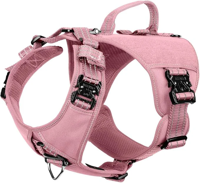 Efficient ICEFANG GN8 Tactical Dog Harness for X-Large Sized Dogs Full Metal Buckles Reflective in Training Walking K9 Dog Vest No-Pull Front Leash Clip Adjustable Pet Harness Pink XL Pack of 1 About ThisOverview Verified