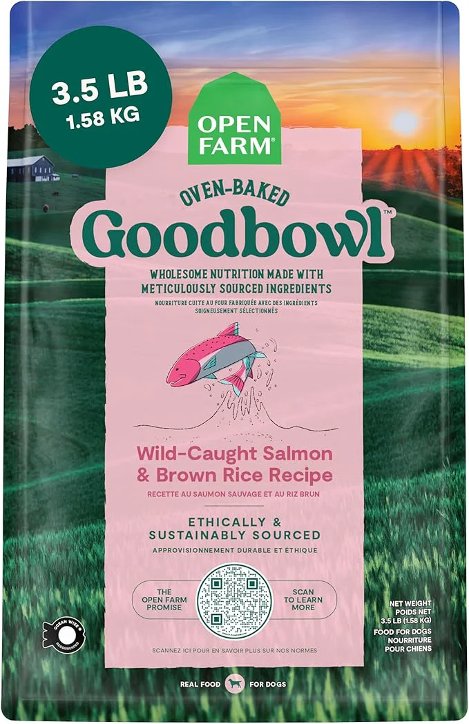 Detailed Open Farm Goodbowl Oven-Baked Small Batch Dry Dog Food - Wild Caught Salmon Brown Rice Recipe Includes Non-GMO Produce Grains 3.5lb Bag 56oz Bag About This Artisan