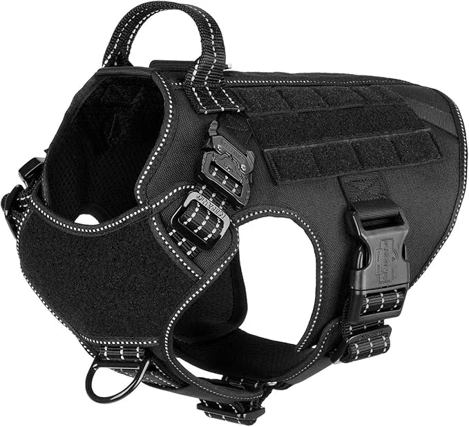 User-Friendly ICEFANG Tactical Dog Harness Medium Size 2X Metal Buckle Working Dog MOLLE Vest with Handle No Pulling Front Leash Clip Hook and Loop Panel Black M Pack of 1 About ThisOverview Proven