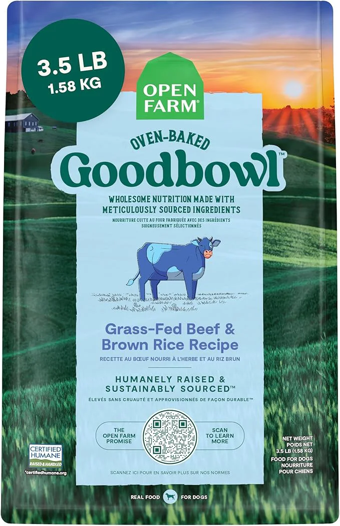 Outstanding Open Farm Goodbowl Oven-Baked Small Batch Dry Dog Food - Grass-Fed Beef Brown Rice Recipe Includes Non-GMO Produce Grains 3.5lb Bag 56oz Bag About This Durable
