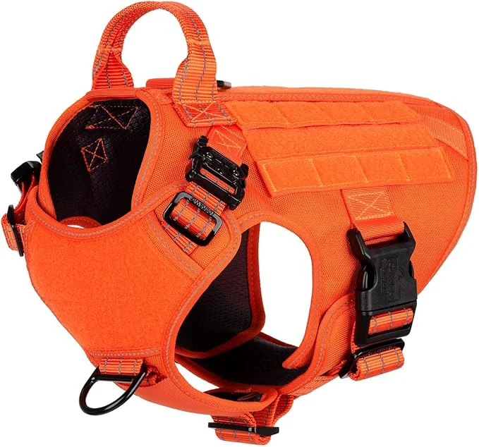 World-Class ICEFANG Tactical Dog Harness Medium Size 2X Metal Buckle Working Dog MOLLE Vest with Handle No Pulling Front Leash Clip Hook and Loop Panel Orange M Pack of 1 About ThisOverview Soft