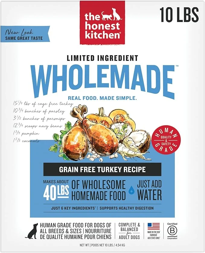 Selected The Honest Kitchen Wholemade™ Dehydrated Limited Ingredient Turkey Dog Food 10 lb BoxAbout This Carefully Designed