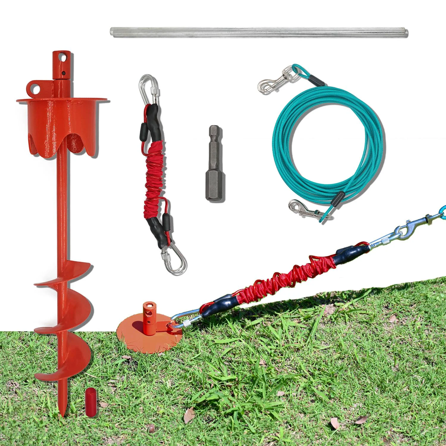Functional Tyalez Heavy-Duty Dog Stakes – Up to 350 lb 25 ft Steel Cable 17 in Ground Anchors Fine