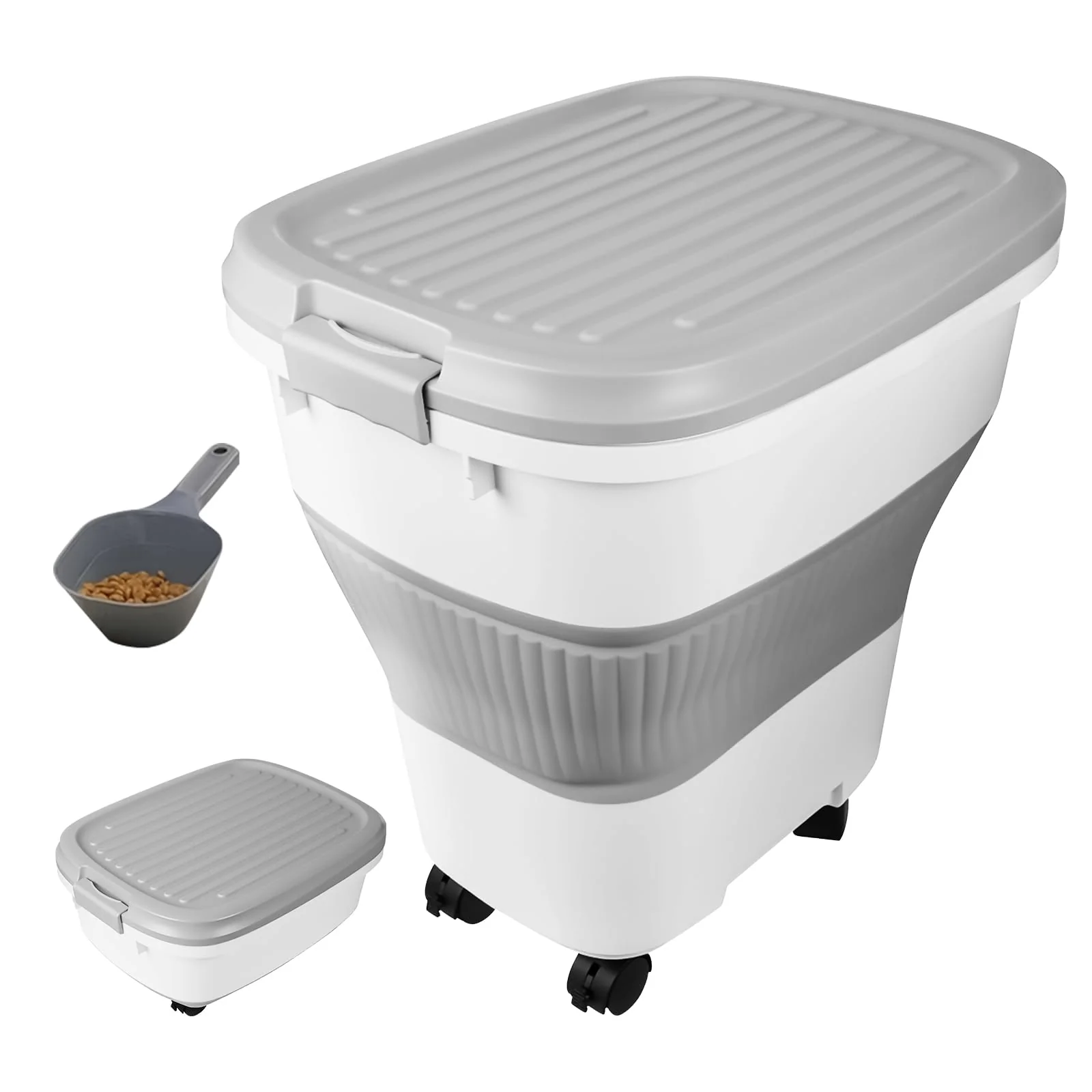 Optimized nxizoli 35 Lbs Dog Food Storage Container – Collapsible Airtight Portable with Scoop Safe