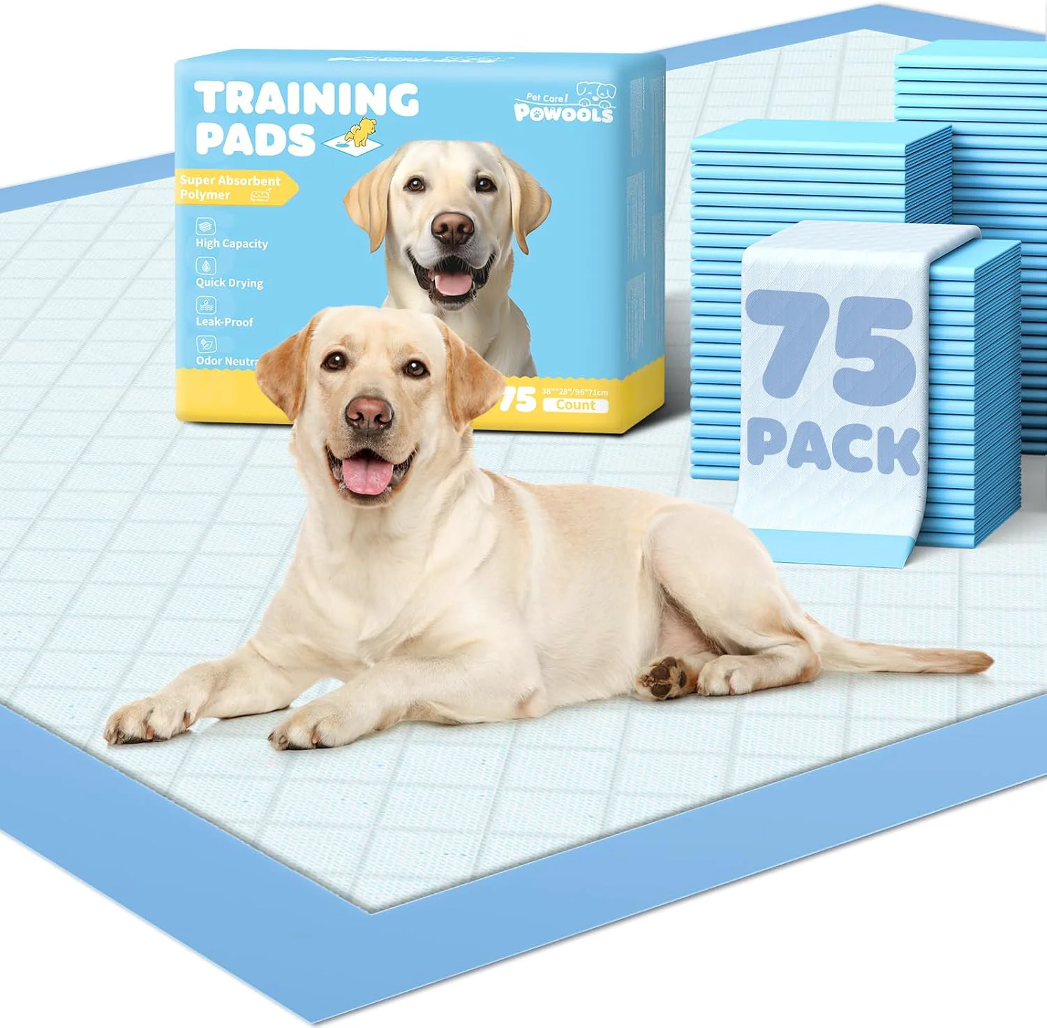 Trusted 75-Pack XX-Large Puppy Pads - 38 x 28 Pee Pads for Dogs Potty Training with Leak-Proof Quick-Dry Design 6-Layer Wee Wee Pads for Dogs Blue Next-Generation
