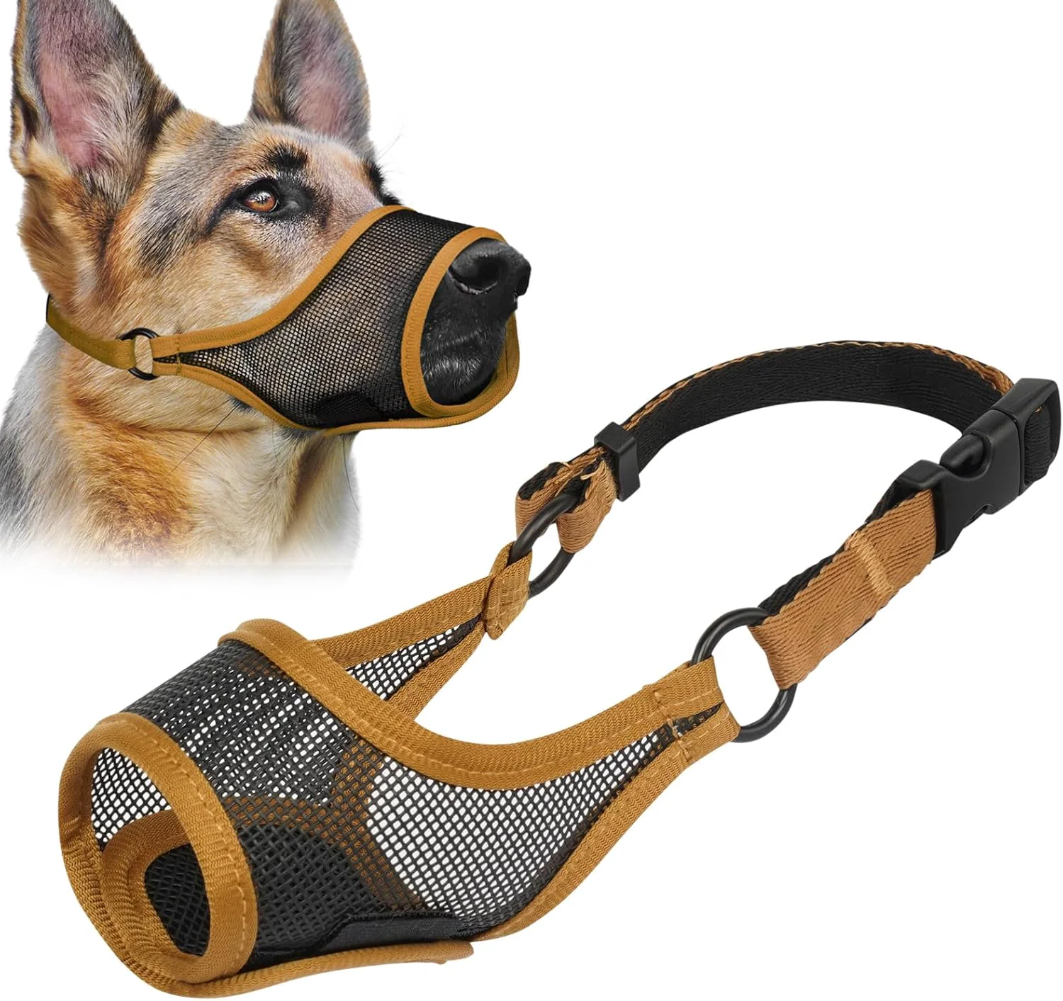Casual LUCKYPAW Dog Muzzle Mesh Muzzle for Large Medium Small Dogs Soft Mouth Guard for Biting Chewing Breathable Mouth Guard with Adjustable Strap for Training Brown XS Snout 6.5 -7.5 Reliable