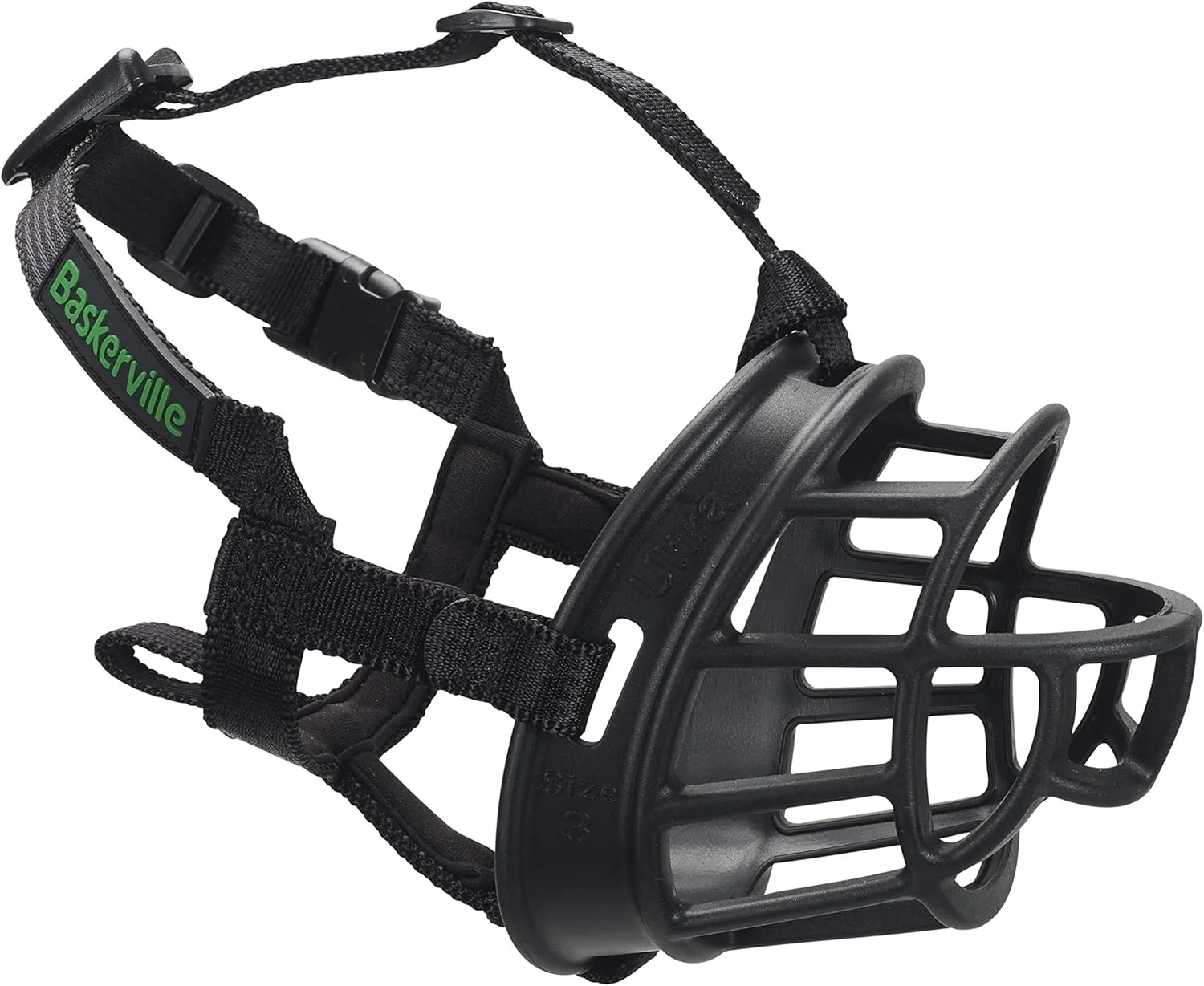 Comfortable BASKERVILLE ULTRA MUZZLE - Patented Humane Design Breathable Dog can Pant and Drink Adjustable Padded Dog Training Muzzle for Small Dogs Prevents Biting Wildlife Scavenging Size 2 Black Professional