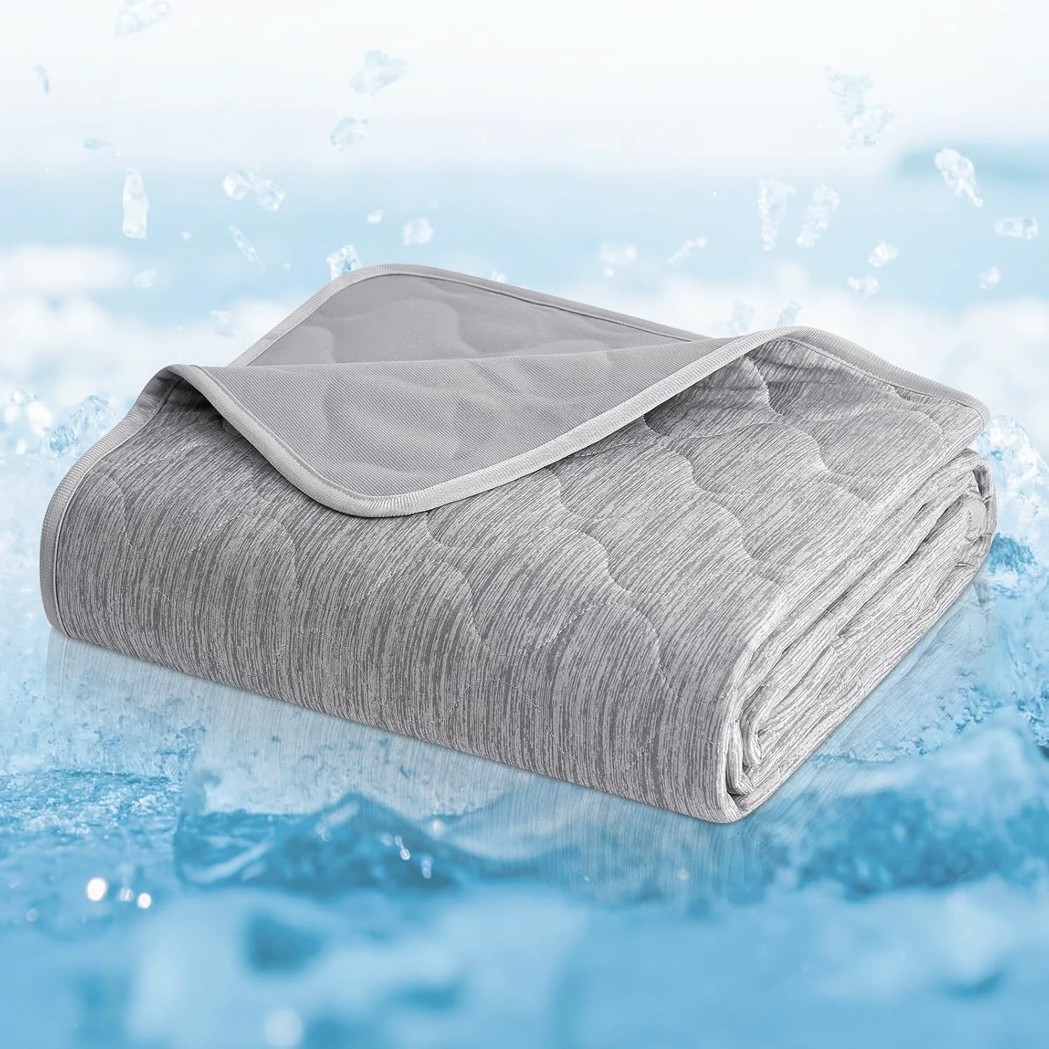 Trusted Cozy Bliss Leakproof Cooling Blanket for Large Dogs – Q-Max 0.4 Durable Washable Dog Cooling Mat for Hot Weather Soft Pet Throw Couch Protector for Dogs Cats 40x60 Inch Heather Silver Grey Natural