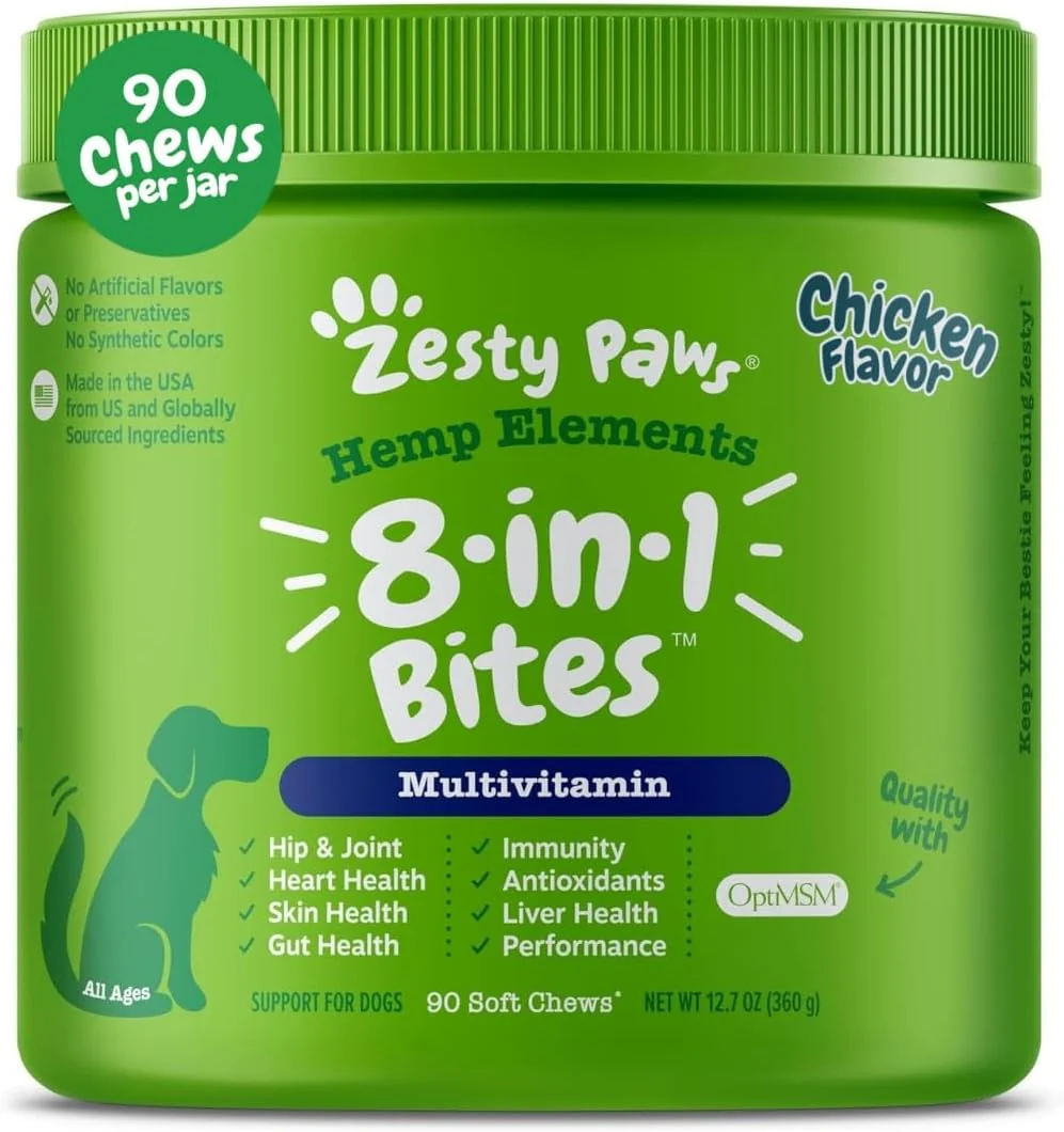 Effective Zesty Paws 8-in-1 Bites for Dogs Hemp Seed 90 Count Packaging May Vary Fast