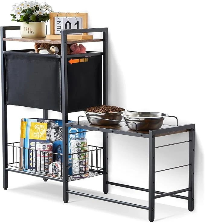 Expertly Made VEVOR Pet Feeding Station with Storage 4 Height Adjustable d Dog Bowl Authentic
