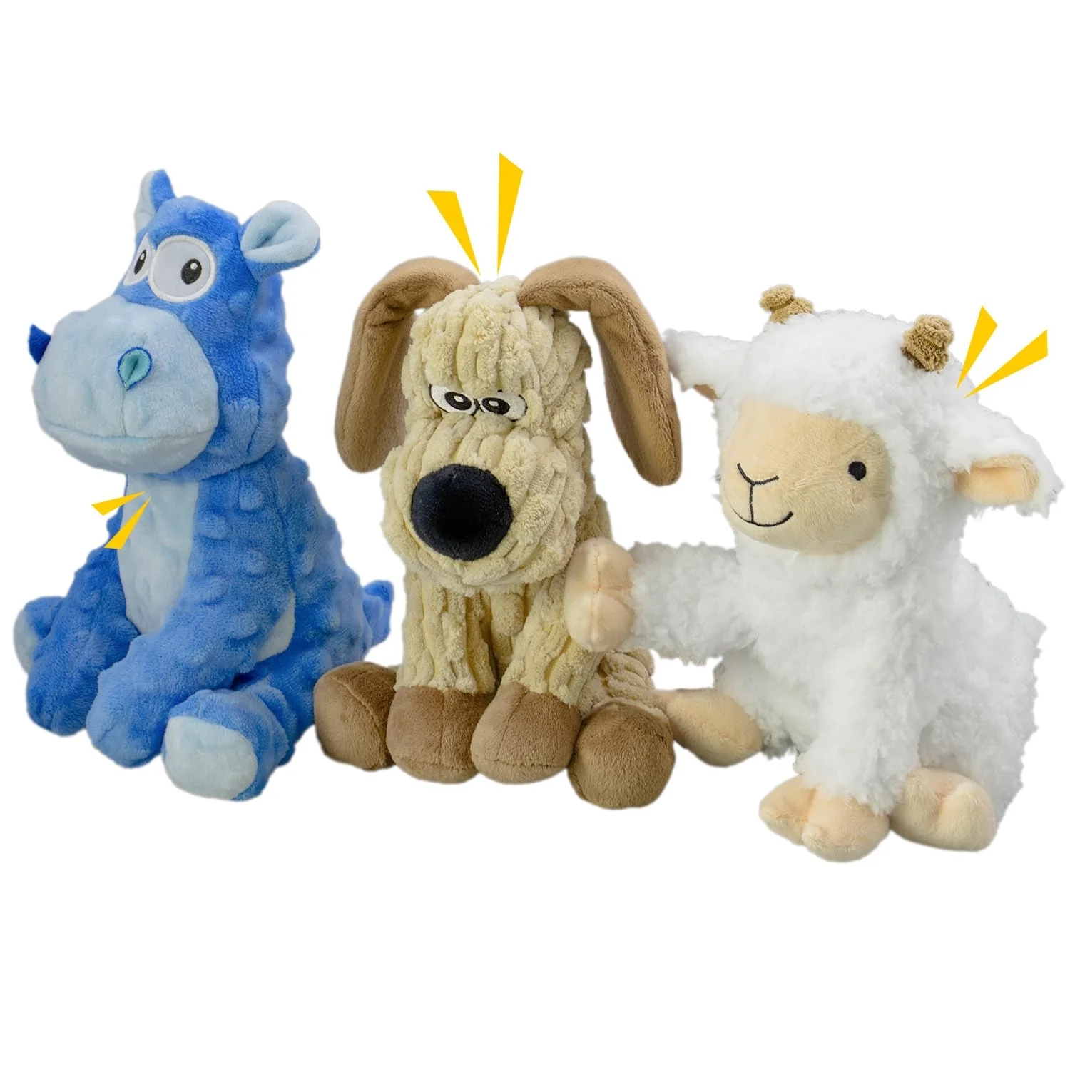Clean MeetYooo 3Pack Squeaky Stuffed Dog Toys - Durable Plush Animal Play for Indoor Outdoor Fun Breathable